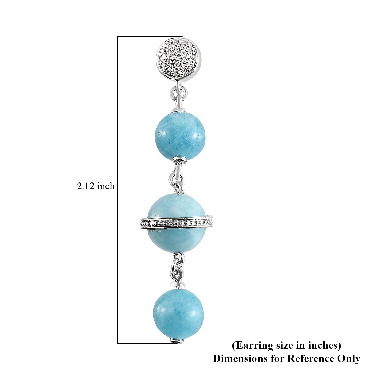 GP Celestial Dream Collection Mangoro Aquamarine and Natural White Zircon Earrings in Platinum Over Sterling Silver 31.15 ctw
