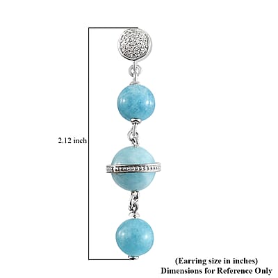 GP Celestial Dream Collection Mangoro Aquamarine and Natural White Zircon Earrings in Platinum Over Sterling Silver 31.15 ctw