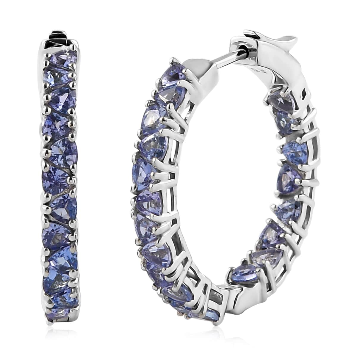 Tanzanite Inside Out Hoop Earrings in Platinum Over Sterling Silver 8.10 Grams 4.00 ctw image number 0