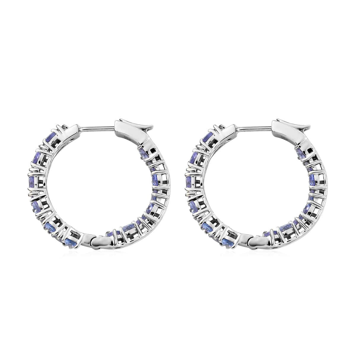 Tanzanite Inside Out Hoop Earrings in Platinum Over Sterling Silver 8.10 Grams 4.00 ctw image number 3