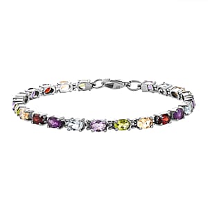 Multi Gemstone 10.90 ctw Bracelet in Stainless Steel (7.50 In)