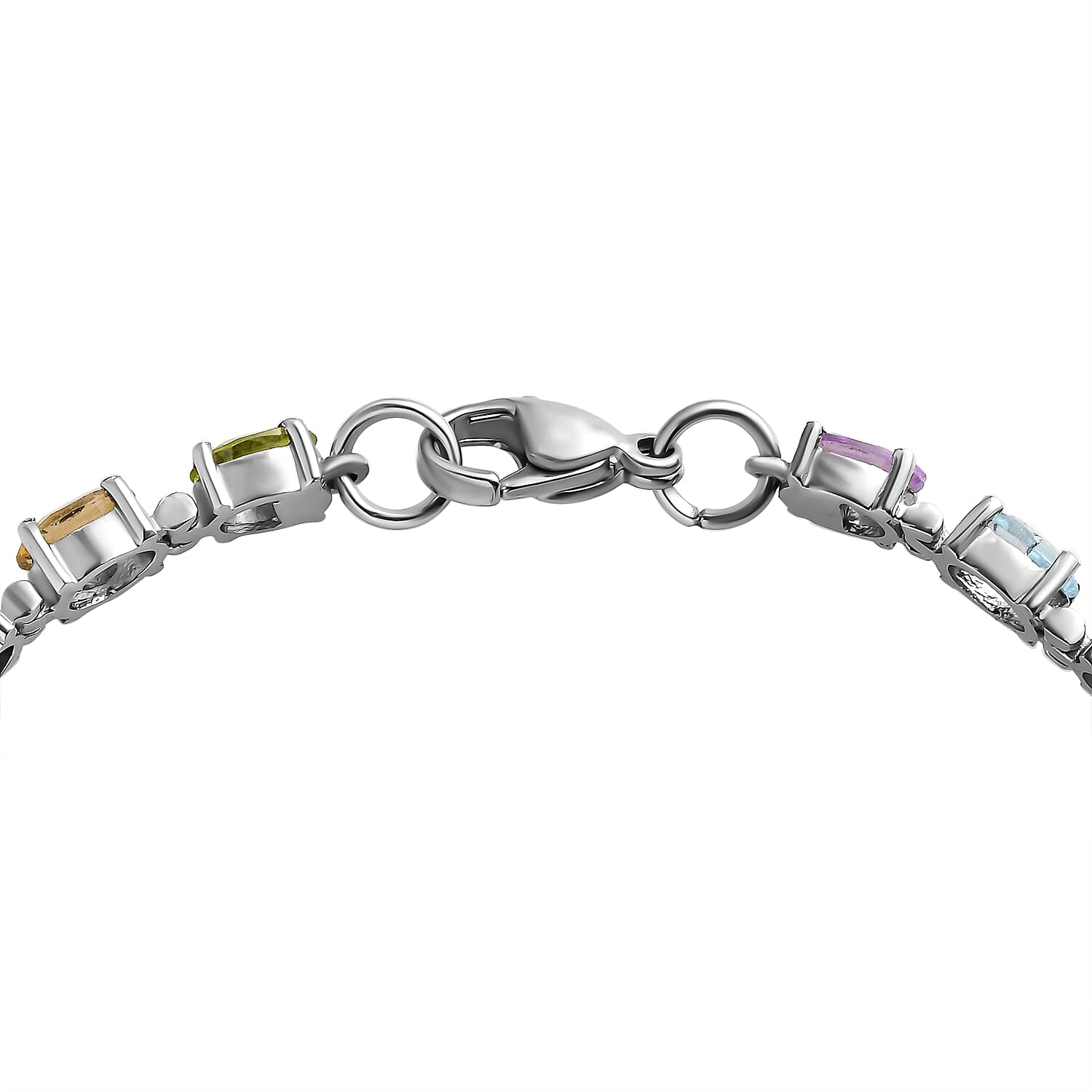 Multi Gemstone 10.90 ctw Bracelet in Stainless Steel (7.50 In)