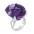 AAA Lusaka Amethyst Solitaire Ring in Platinum Over Sterling Silver (Size 10.0) 7.40 Grams 55.15 ctw image number 2