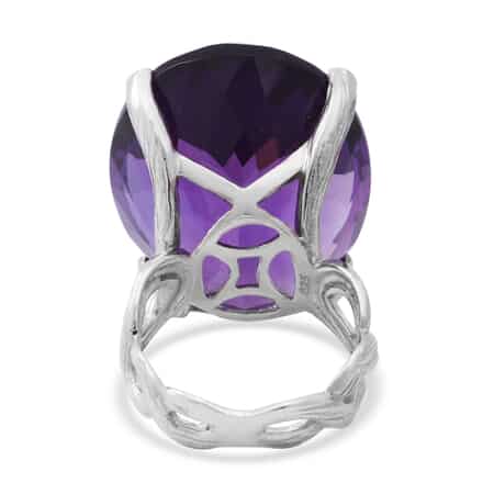 AAA Lusaka Amethyst Solitaire Ring in Platinum Over Sterling Silver (Size 10.0) 7.40 Grams 55.15 ctw image number 3