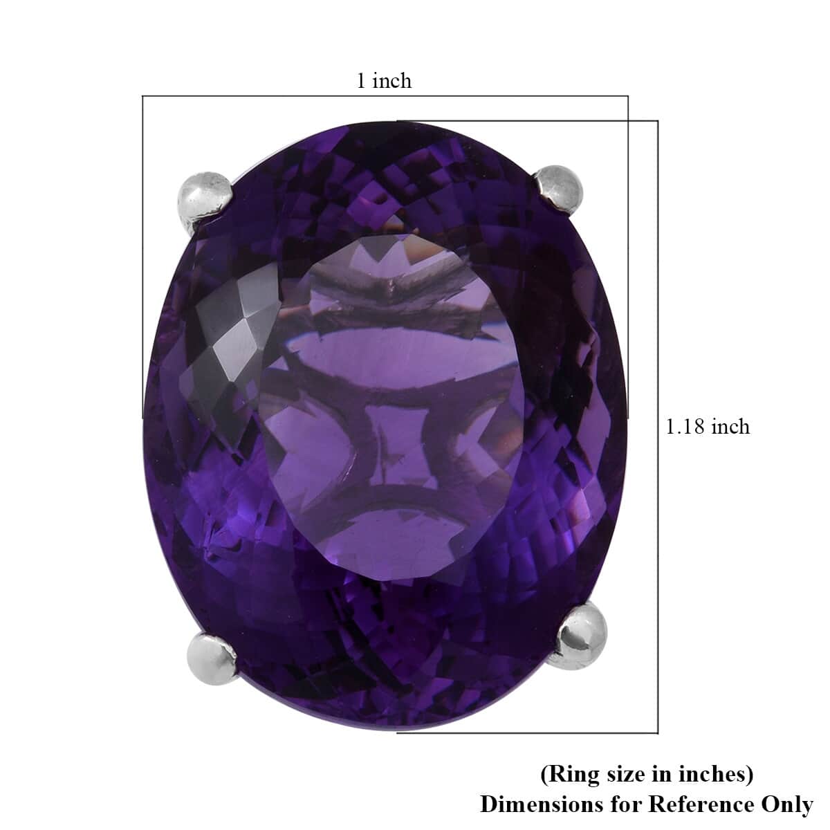 AAA Lusaka Amethyst Solitaire Ring in Platinum Over Sterling Silver (Size 10.0) 7.40 Grams 55.15 ctw image number 4
