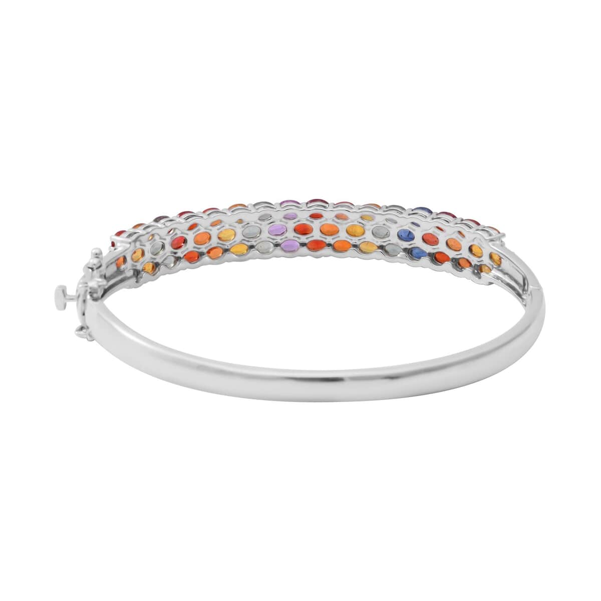 Multi Sapphire Bangle Bracelet in Platinum Over Sterling Silver (7.25 In) 12.75 ctw image number 3