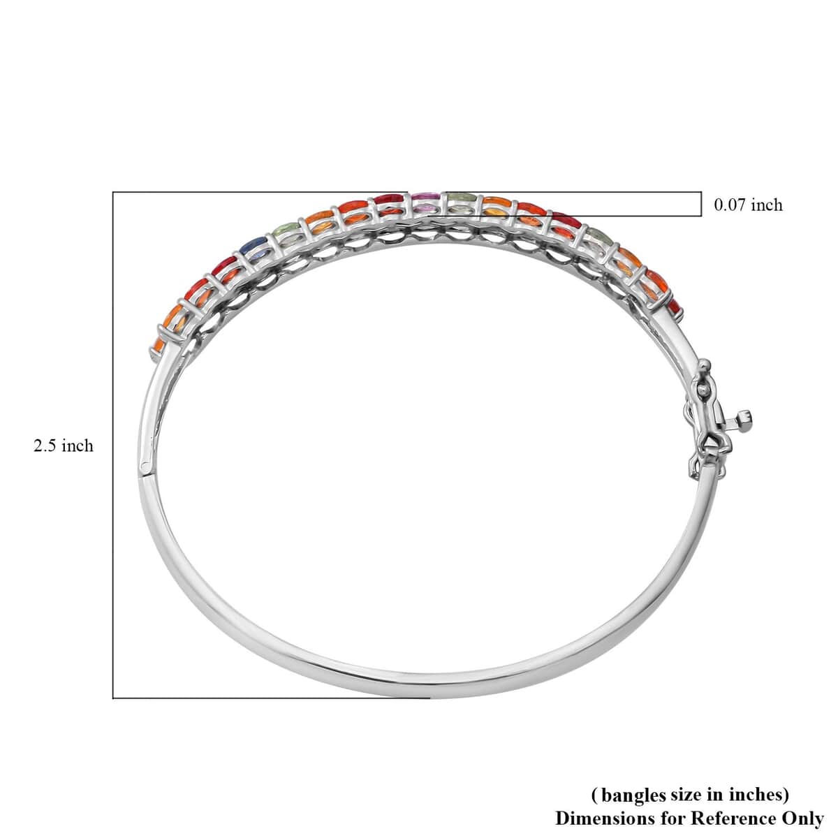 Multi Sapphire Bangle Bracelet in Platinum Over Sterling Silver (7.25 In) 12.75 ctw image number 4