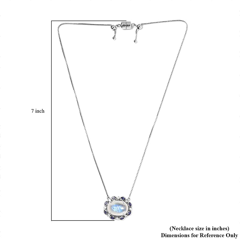 Premium Rainbow Moonstone and Multi Gemstone 11.60 ctw Necklace in Platinum Over Sterling Silver 19 Inches