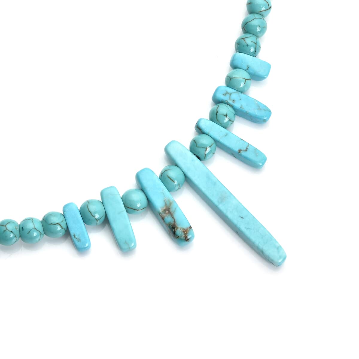 Constituted Blue Howlite Necklace 18-20 Inches in Silvertone 160.00 ctw image number 3