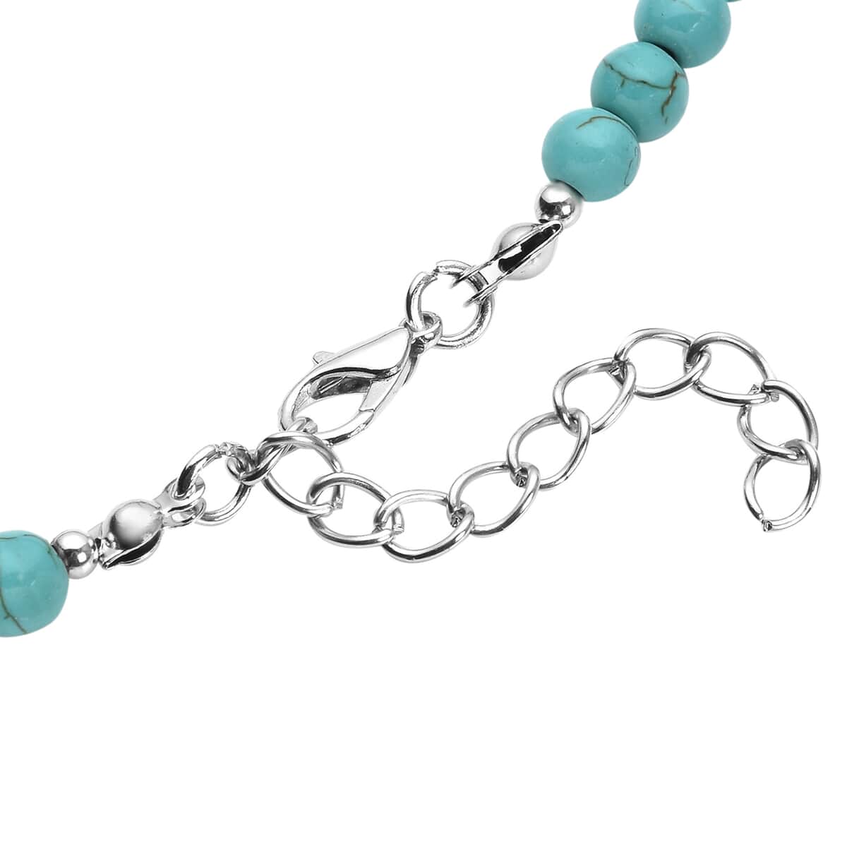 Constituted Blue Howlite Necklace 18-20 Inches in Silvertone 160.00 ctw image number 4