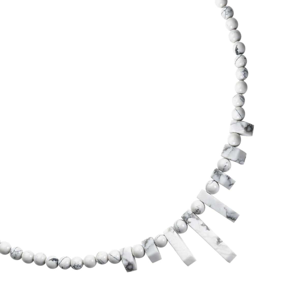 Constituted White Howlite Necklace 18 Inches in Silvertone 160.00 ctw image number 2