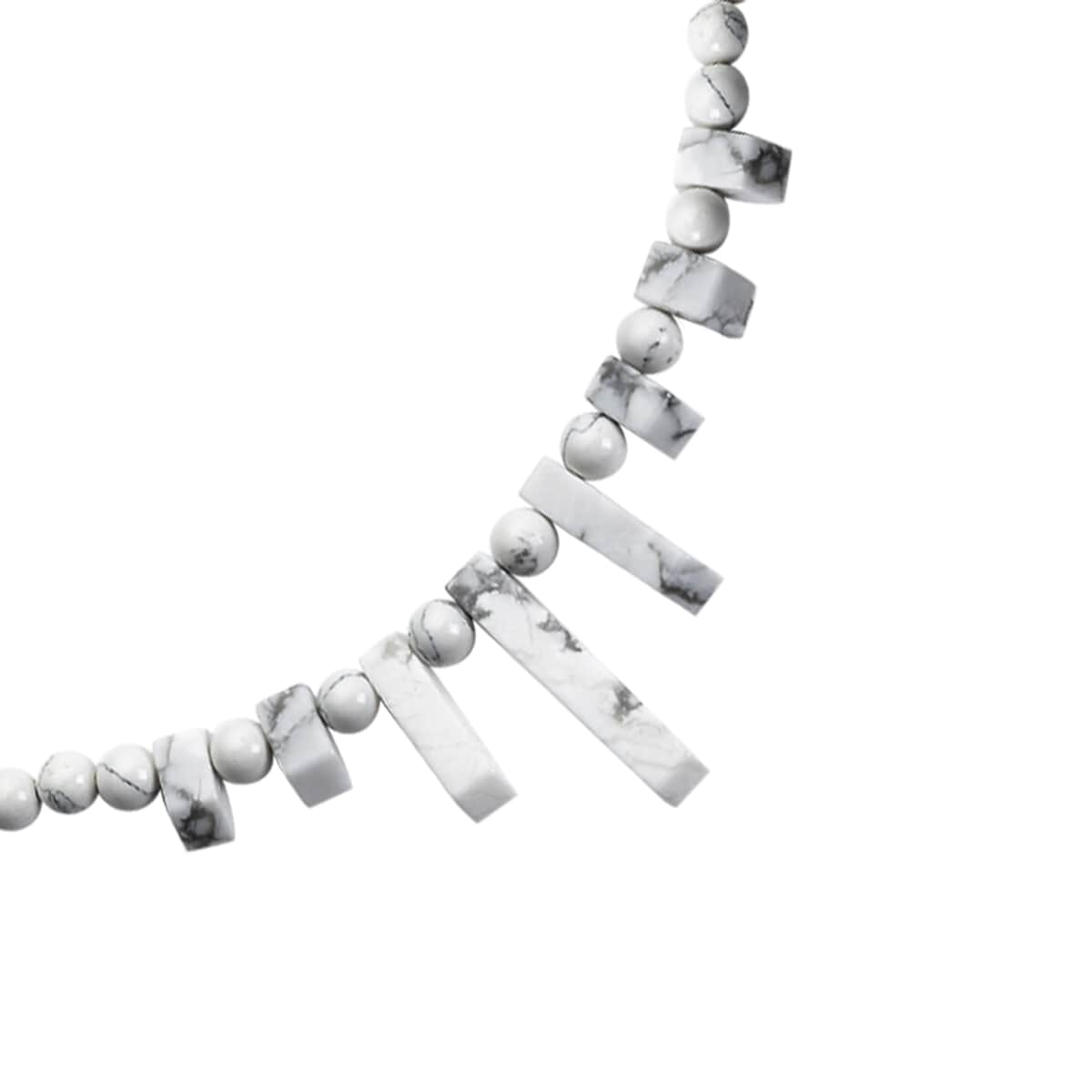 Constituted White Howlite Necklace 18 Inches in Silvertone 160.00 ctw image number 3