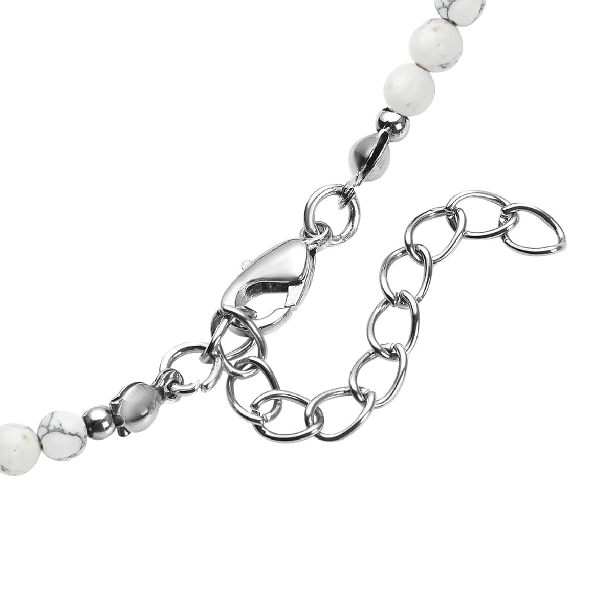 Constituted White Howlite Necklace 18 Inches in Silvertone 160.00 ctw image number 4