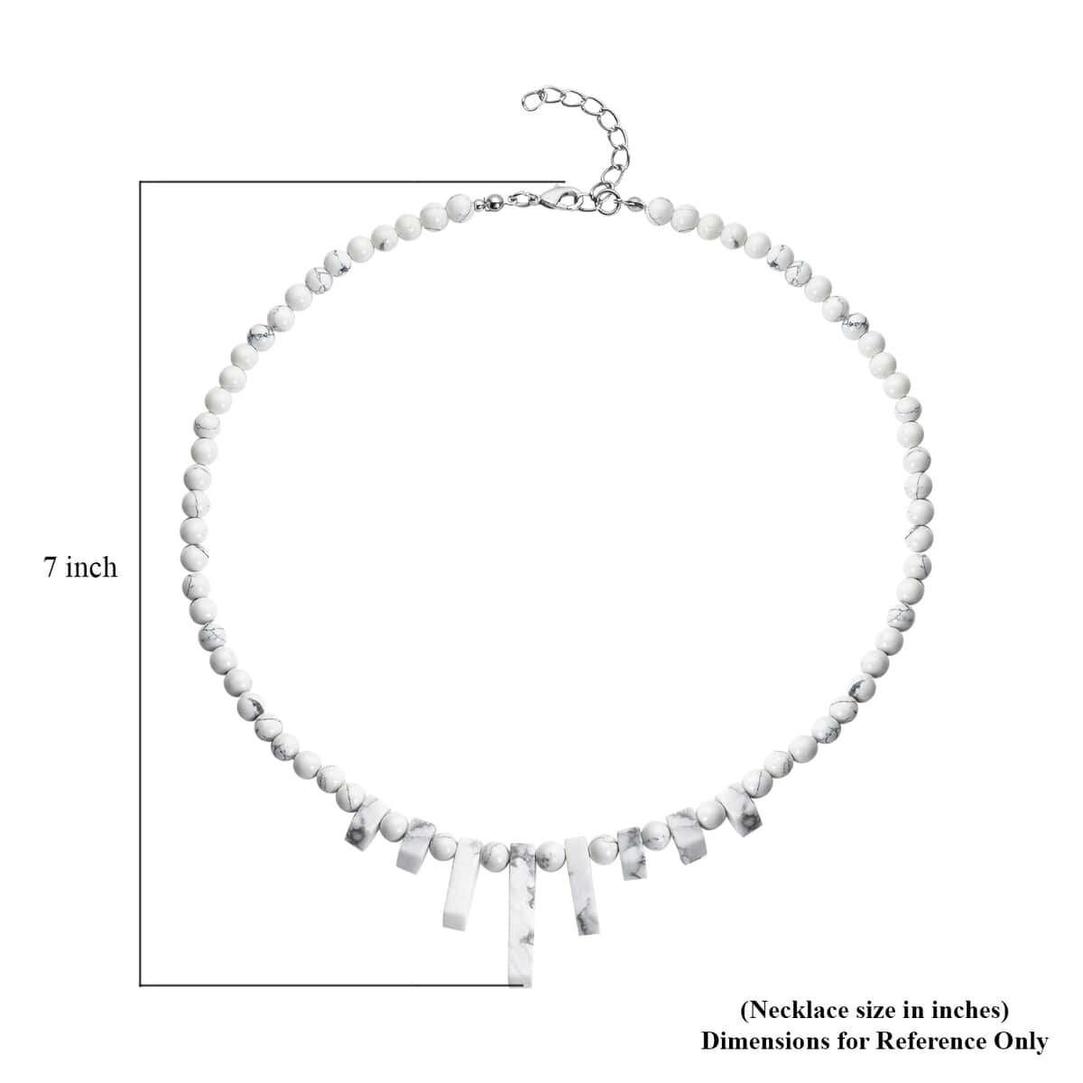 Constituted White Howlite Necklace 18 Inches in Silvertone 160.00 ctw image number 5