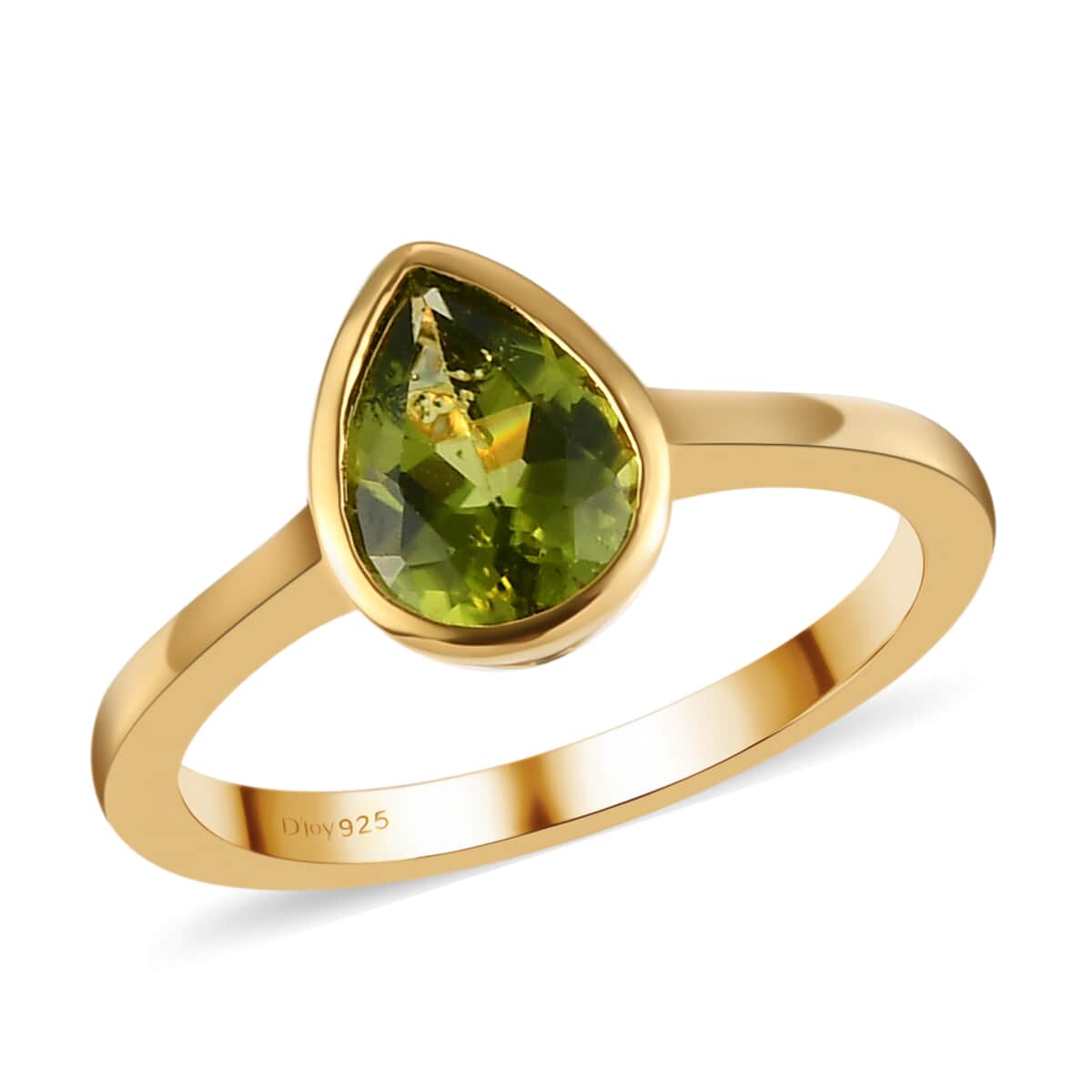 American Natural Arizona Peridot Solitaire Ring in Vermeil Yellow Gold Over Sterling Silver (Size 11.0) 1.15 ctw image number 0