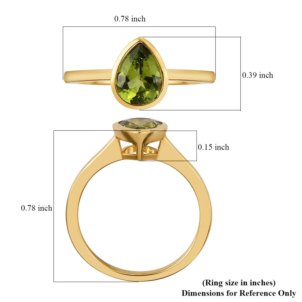 American Natural Arizona Peridot Solitaire Ring in Vermeil Yellow Gold Over Sterling Silver (Size 11.0) 1.15 ctw image number 5