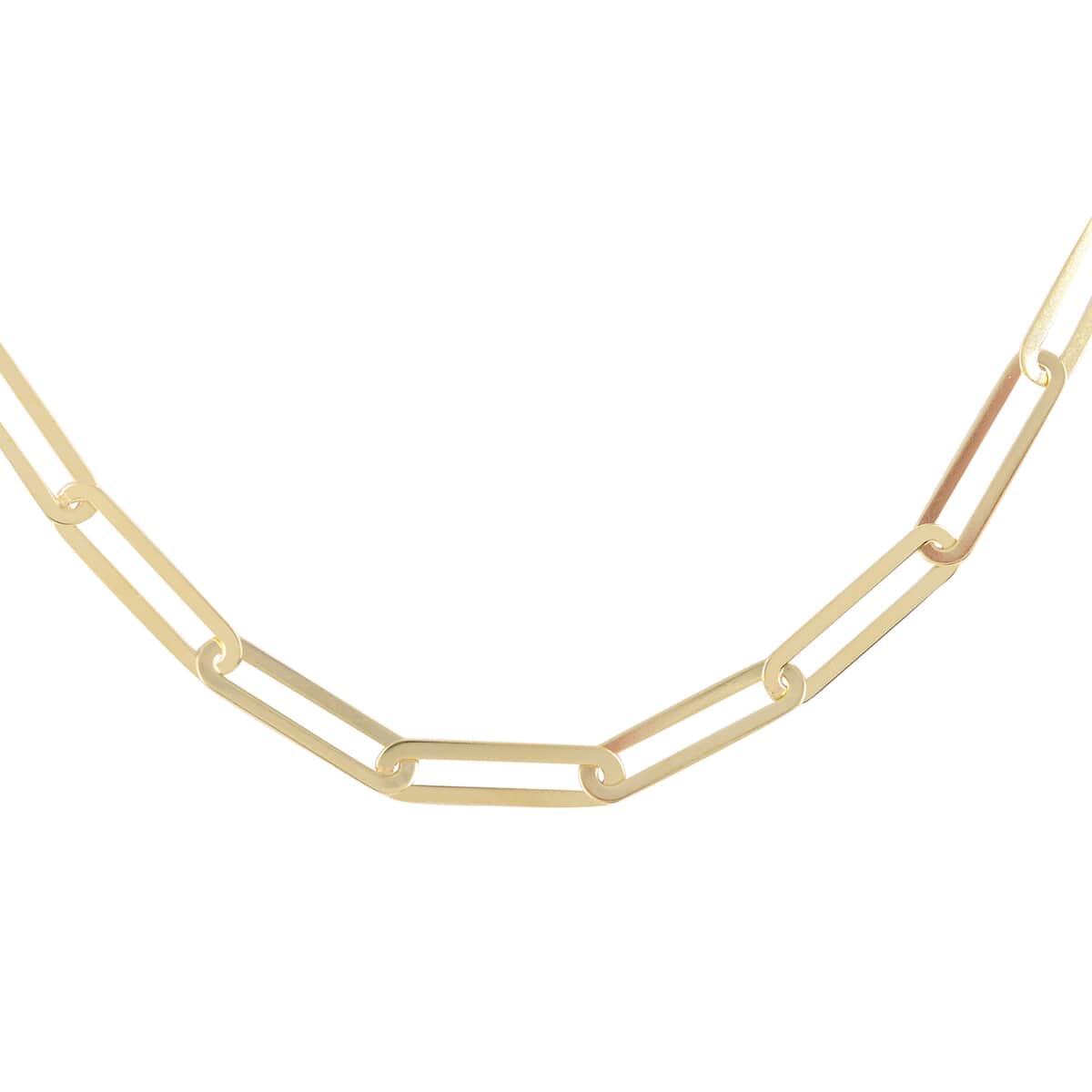 Italian 10K Yellow Gold Crystal 5.2mm Paper Clip Necklace with Extender 18-20 Inches 5.10 Grams image number 0