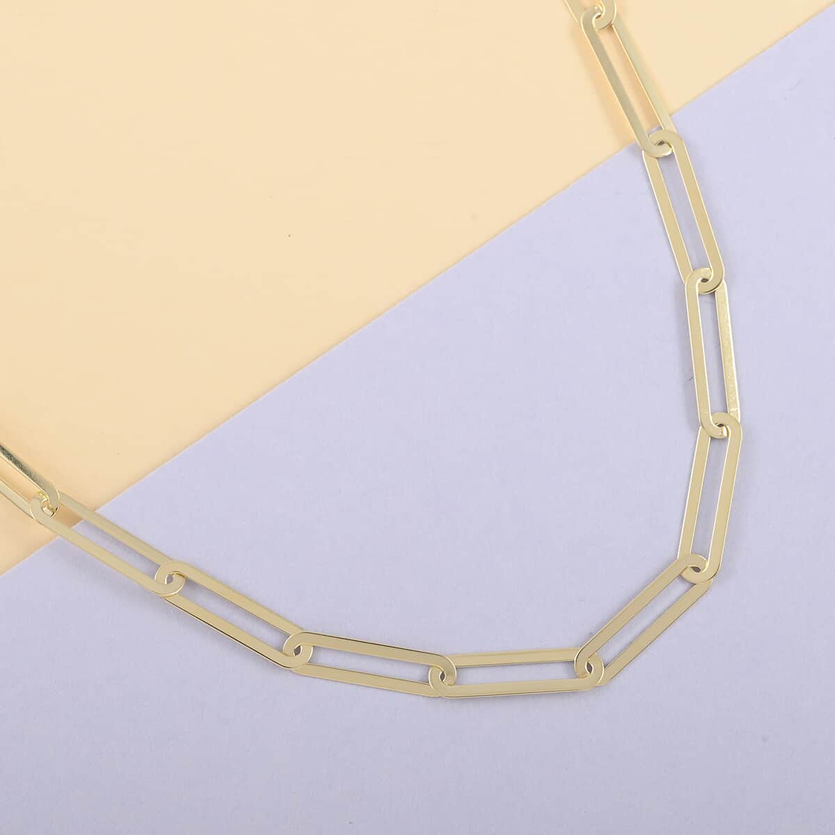 Italian 10K Yellow Gold Crystal 6.9mm Paper Clip Necklace with Extender 20-22 Inches 6.90 Grams image number 1