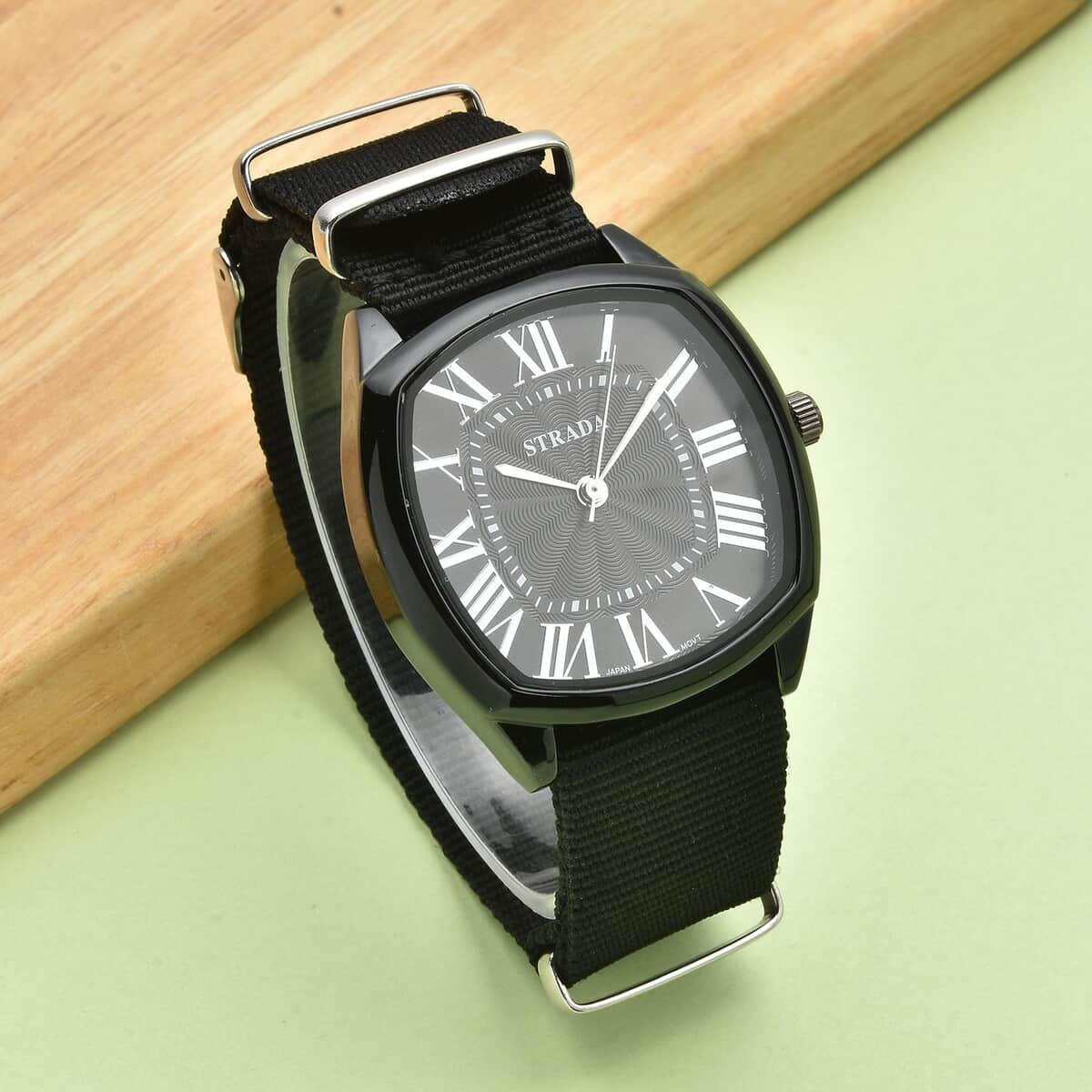 STRADA Japanese Movement Watch with Black Nylon Strap (41.40x39.88mm) (5.25-7.75 In) image number 1