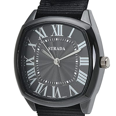 Strada Japanese Movement Watch with Black Nylon Strap (41.40x39.88mm) (5.25-7.75 In)