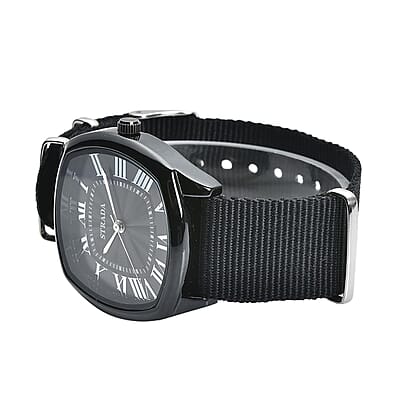 Strada Japanese Movement Watch with Black Nylon Strap (41.40x39.88mm) (5.25-7.75 In)