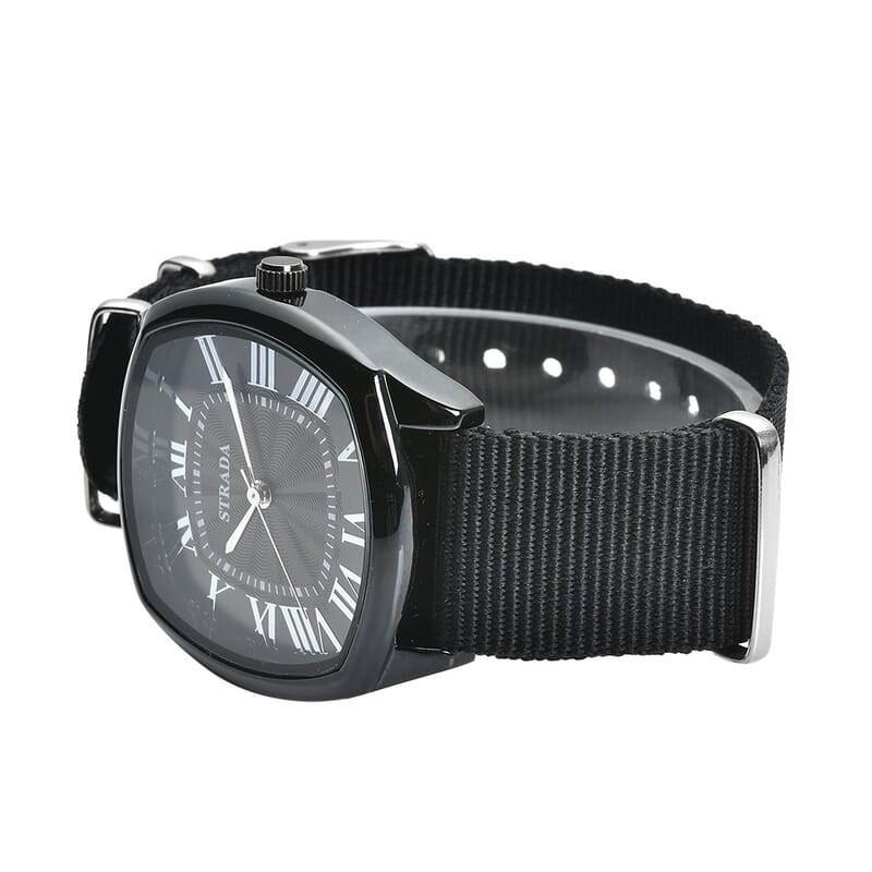 Strada Japanese Movement Watch with Black Nylon Strap (41.40x39.88mm) (5.25-7.75 In)