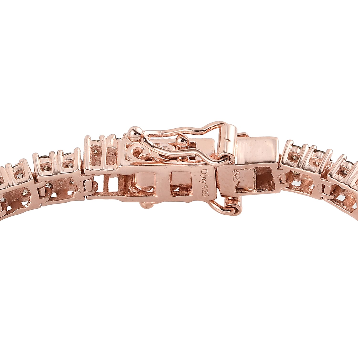 Natural Champagne Diamond Double Row Tennis Bracelet in Vermeil Rose Gold Over Sterling Silver (7.25 In) 5.00 ctw