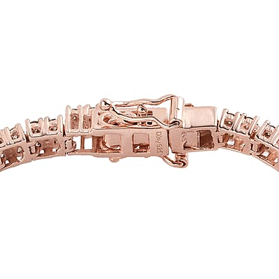 Natural Champagne Diamond Double Row Tennis Bracelet in Vermeil Rose Gold Over Sterling Silver (7.25 In) 5.00 ctw