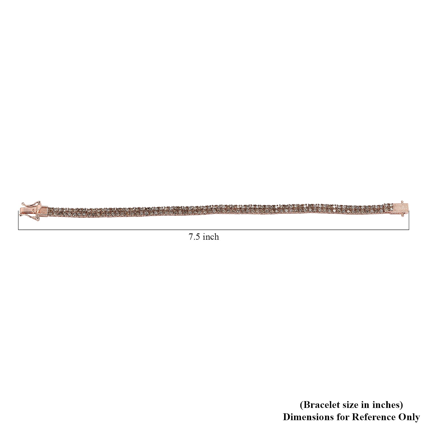 Natural Champagne Diamond Double Row Tennis Bracelet in Vermeil Rose Gold Over Sterling Silver (7.25 In) 5.00 ctw