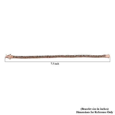 Natural Champagne Diamond Double Row Tennis Bracelet in Vermeil Rose Gold Over Sterling Silver (7.25 In) 5.00 ctw