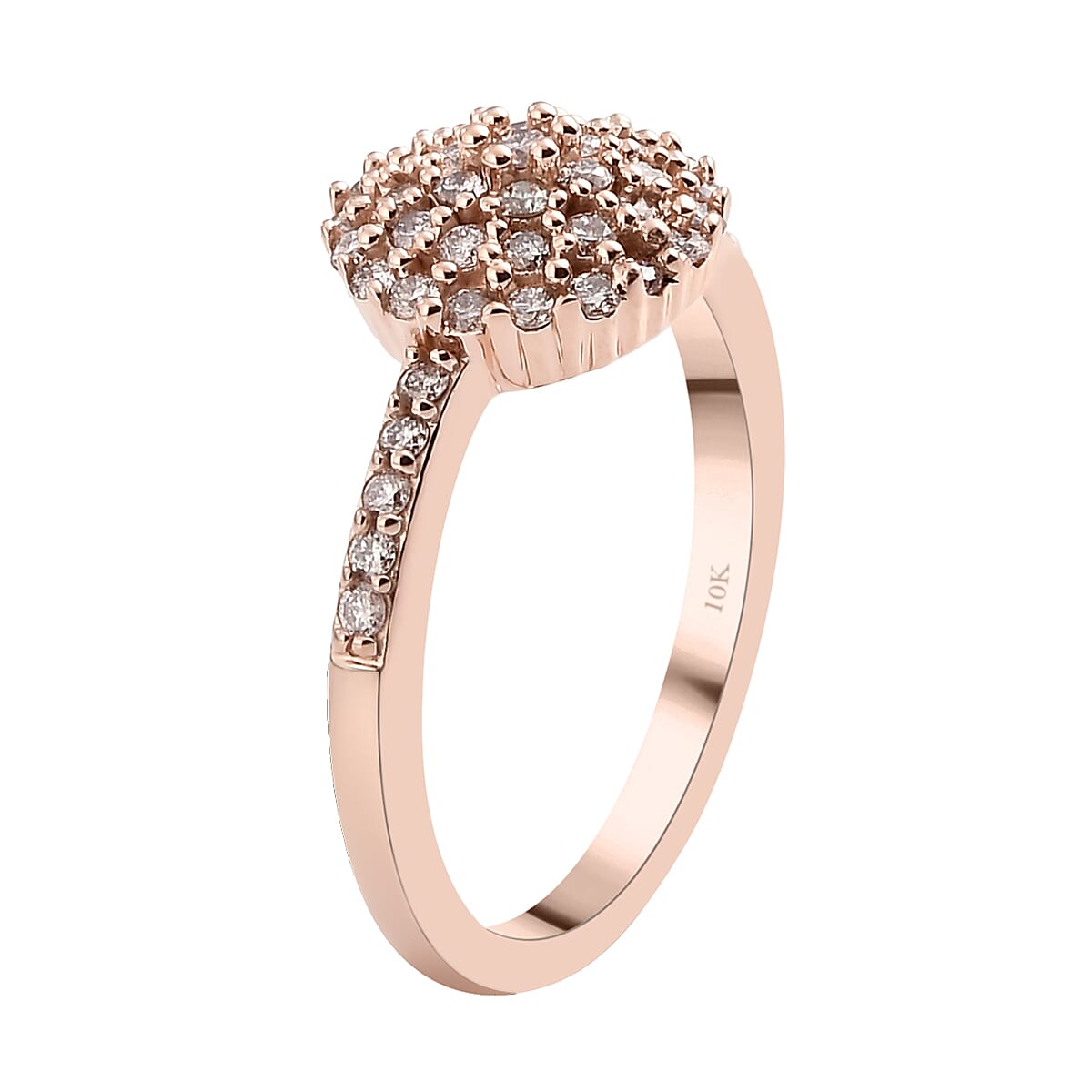 Luxoro SGL Certified 10K Rose Gold I3 Natural Pink Diamond Ring (Size 8.0) 0.50 ctw image number 3