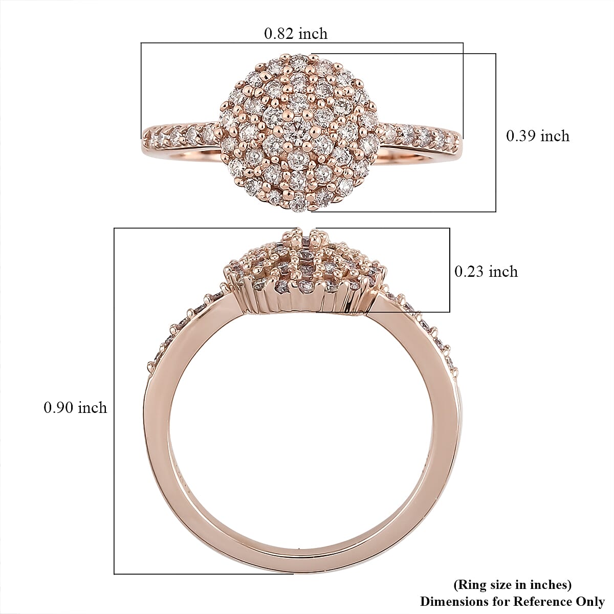 Luxoro SGL Certified 10K Rose Gold I3 Natural Pink Diamond Ring (Size 8.0) 0.50 ctw image number 5