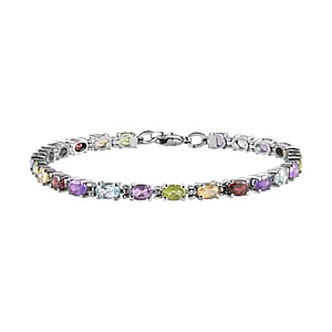 Multi Gemstone 11.85 ctw Bracelet in Stainless Steel (8.00 In)