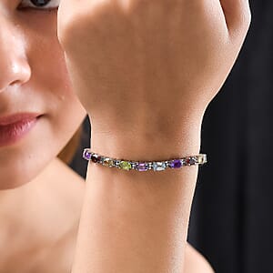 Multi Gemstone 11.85 ctw Bracelet in Stainless Steel (8.00 In)