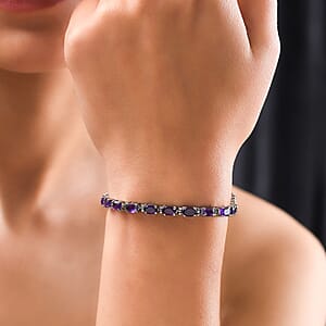 African Amethyst 9.30 ctw Bracelet in Stainless Steel (7.50 In)