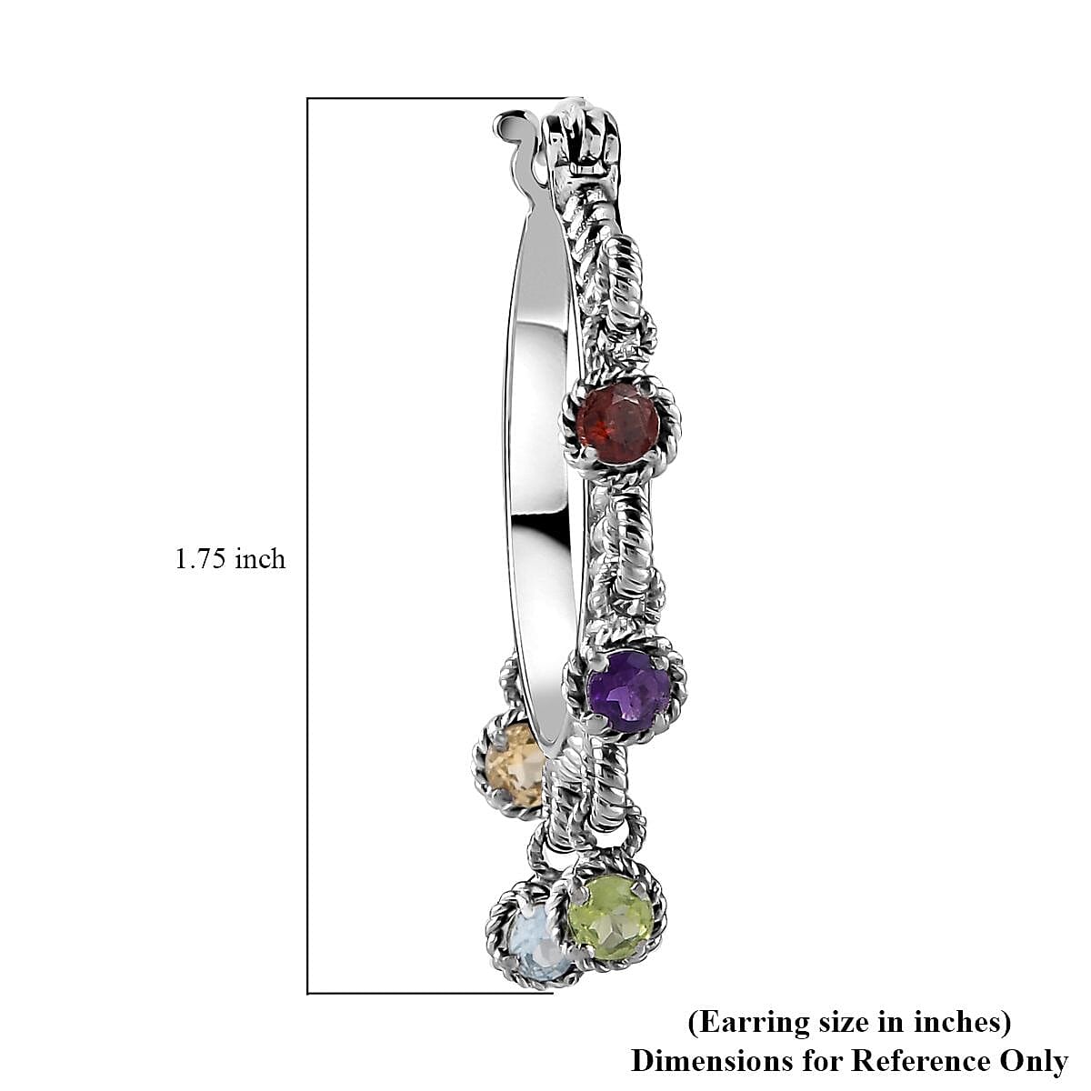 Ankur Treasure Chest Multi Gemstone Hoop Earrings in Stainless Steel 2.90 ctw