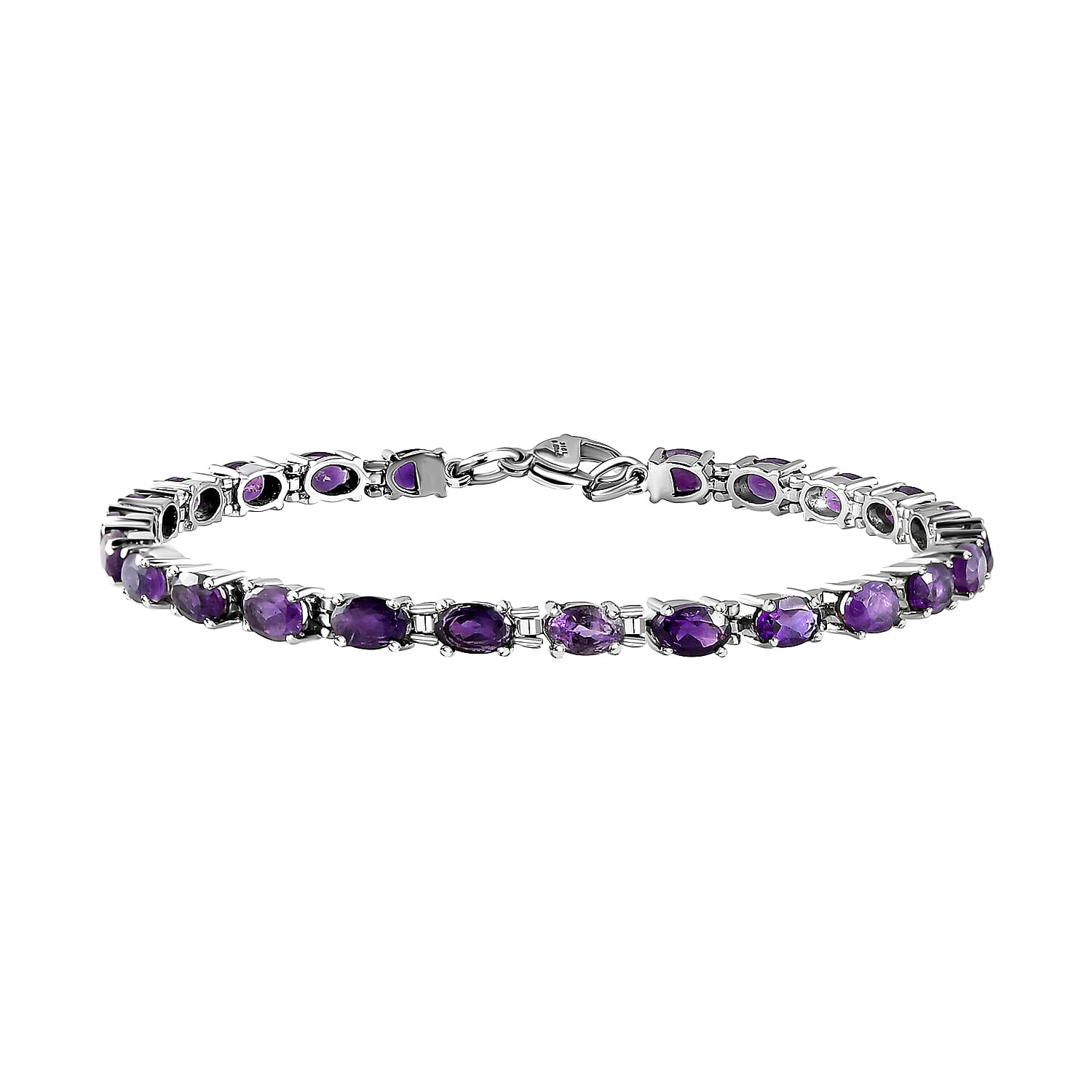 African Amethyst 10.15 ctw Bracelet in Stainless Steel (8.00 In)