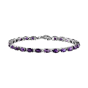 African Amethyst 10.15 ctw Bracelet in Stainless Steel (8.00 In)