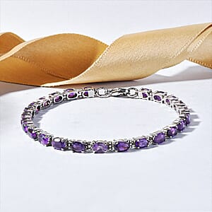 African Amethyst 10.15 ctw Bracelet in Stainless Steel (8.00 In)