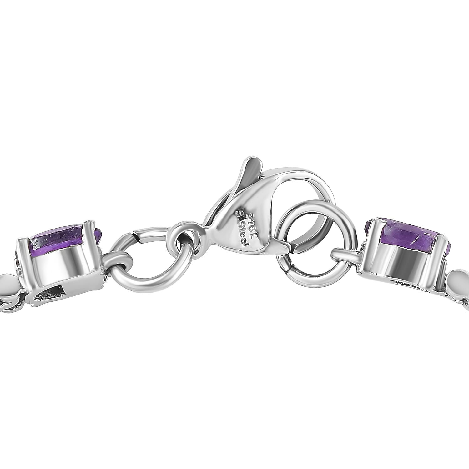 African Amethyst 10.15 ctw Bracelet in Stainless Steel (8.00 In)