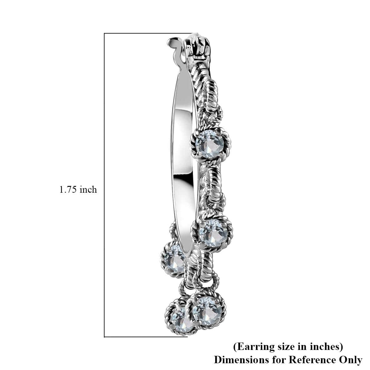 Ankur Treasure Chest Sky Blue Topaz Chandelier Hoop Earrings in Stainless Steel 3.25 ctw | Tarnish-Free, Waterproof, Sweat Proof Jewelry image number 4