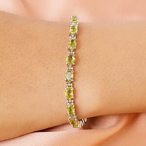 Hebei Peridot 11.30 ctw Bracelet in Stainless Steel (8.00 In)