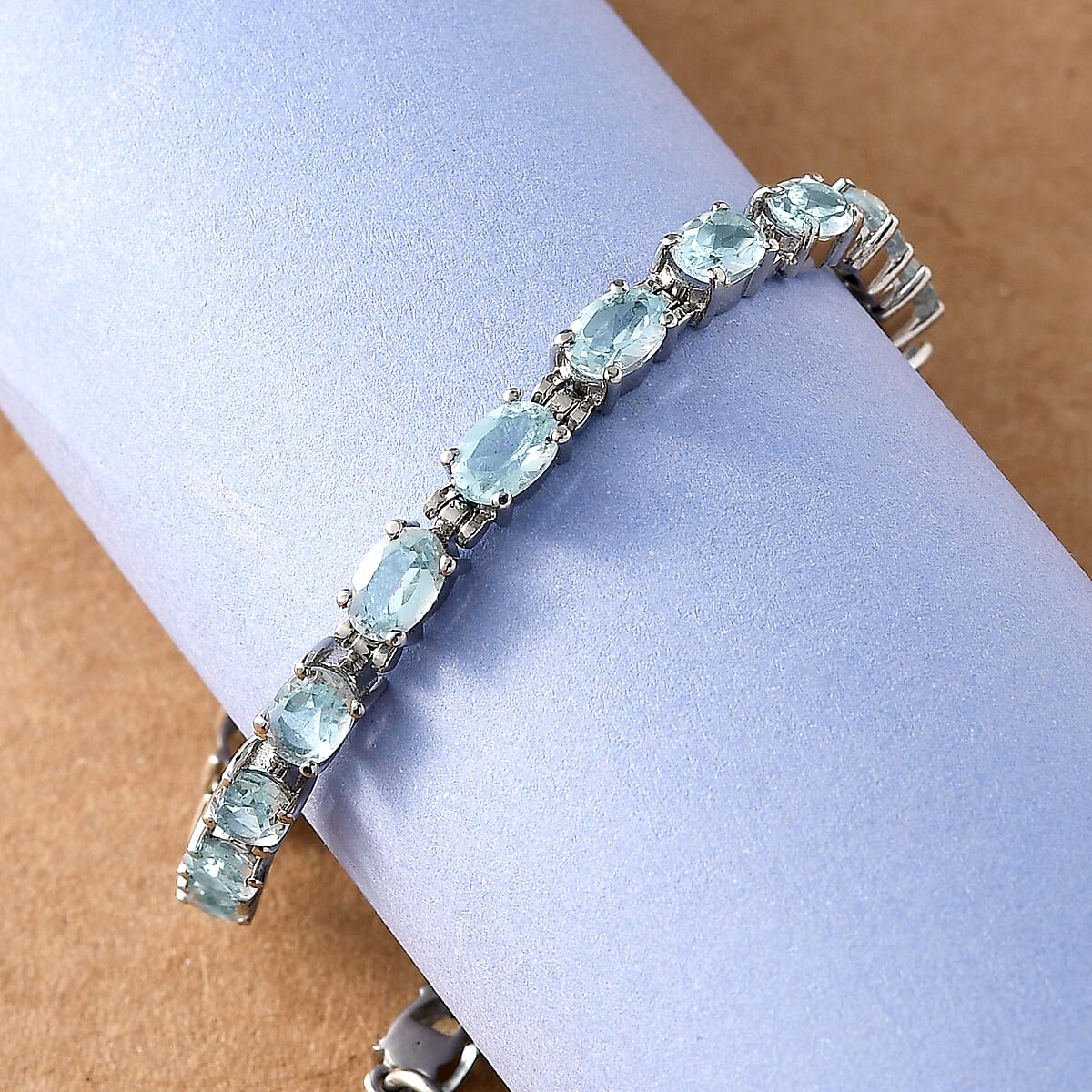 Sky Blue Topaz 12.90 ctw Bracelet in Stainless Steel (7.50 In) image number 1