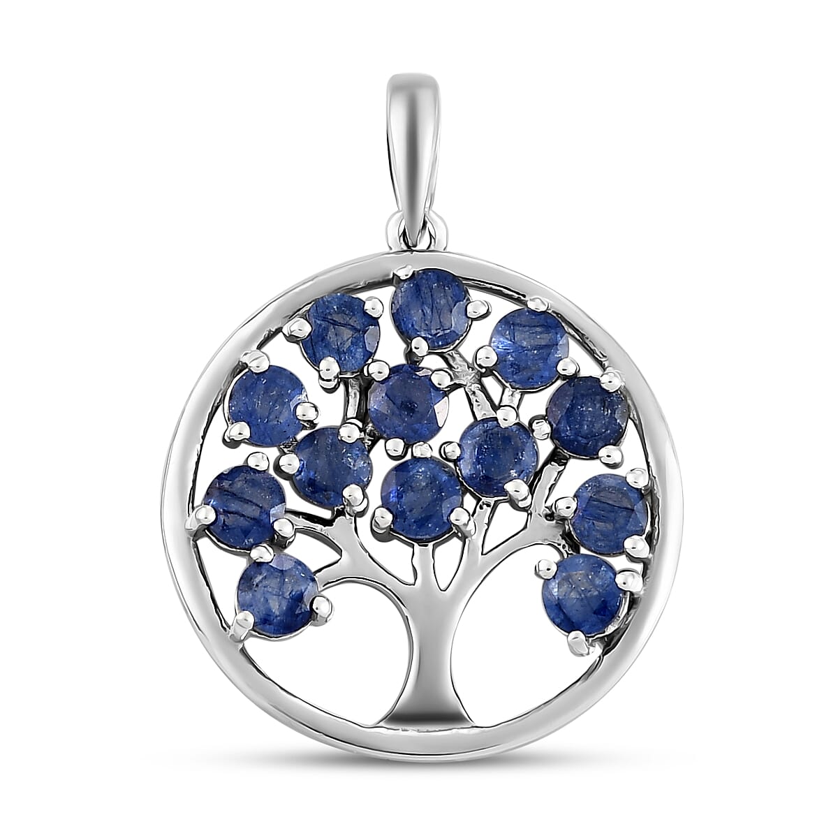 Fissure Filled Blue Sapphire 2.47 ctw Pendant in Platinum Over Sterling Silver