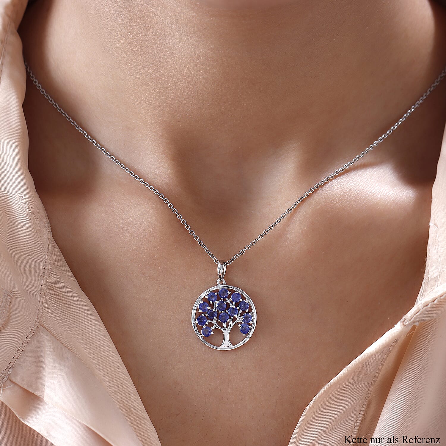 Fissure Filled Blue Sapphire 2.47 ctw Pendant in Platinum Over Sterling Silver