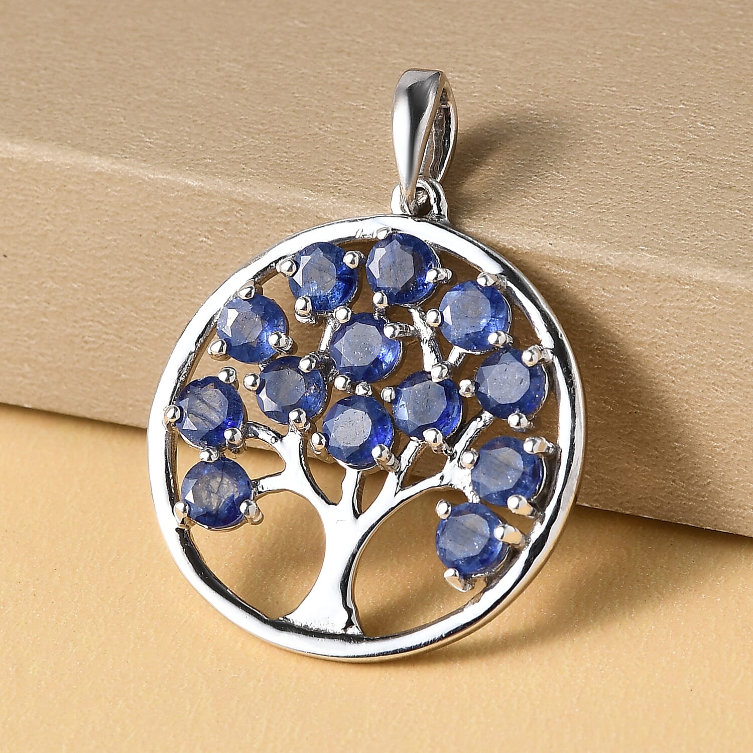 Fissure Filled Blue Sapphire 2.47 ctw Pendant in Platinum Over Sterling Silver