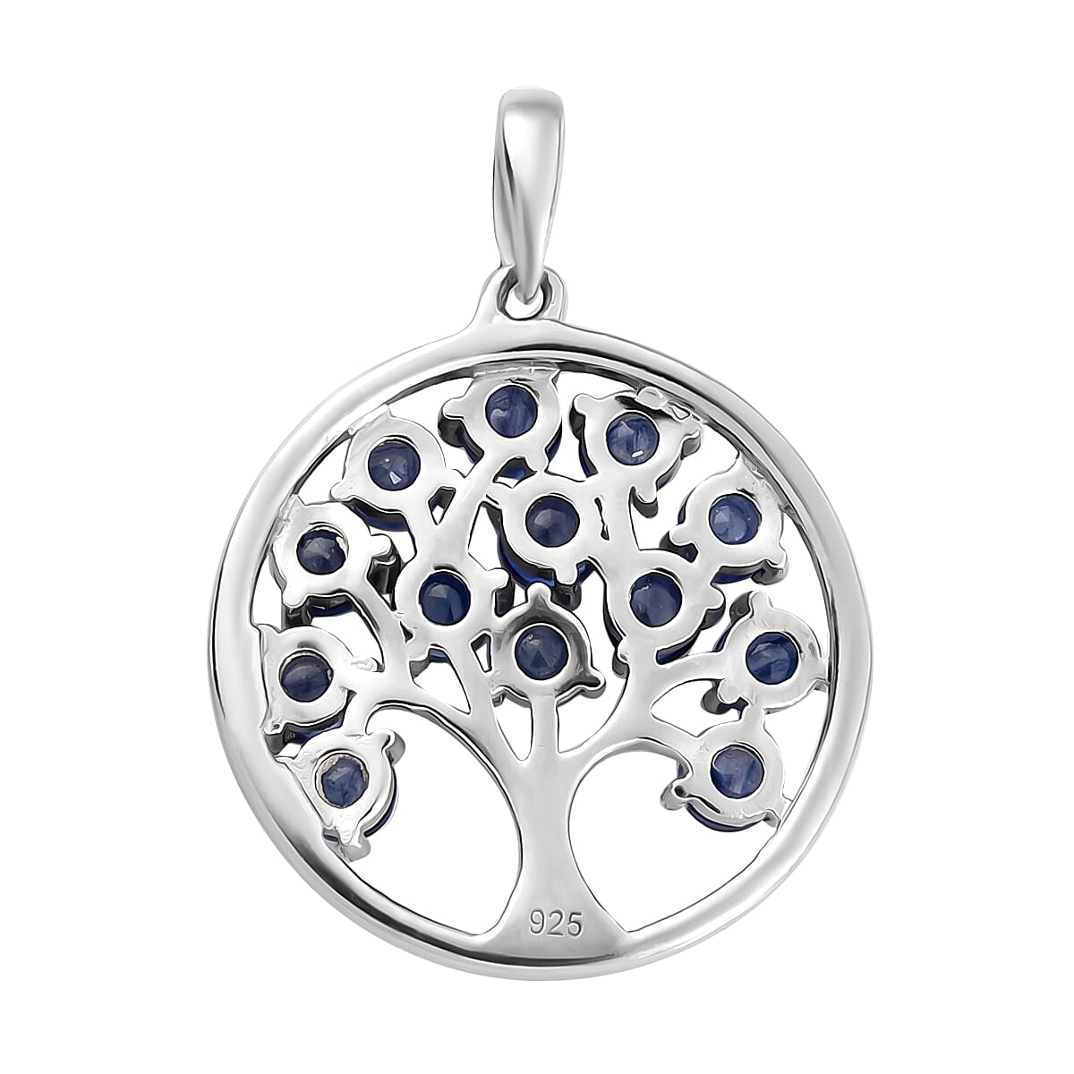Fissure Filled Blue Sapphire 2.47 ctw Pendant in Platinum Over Sterling Silver