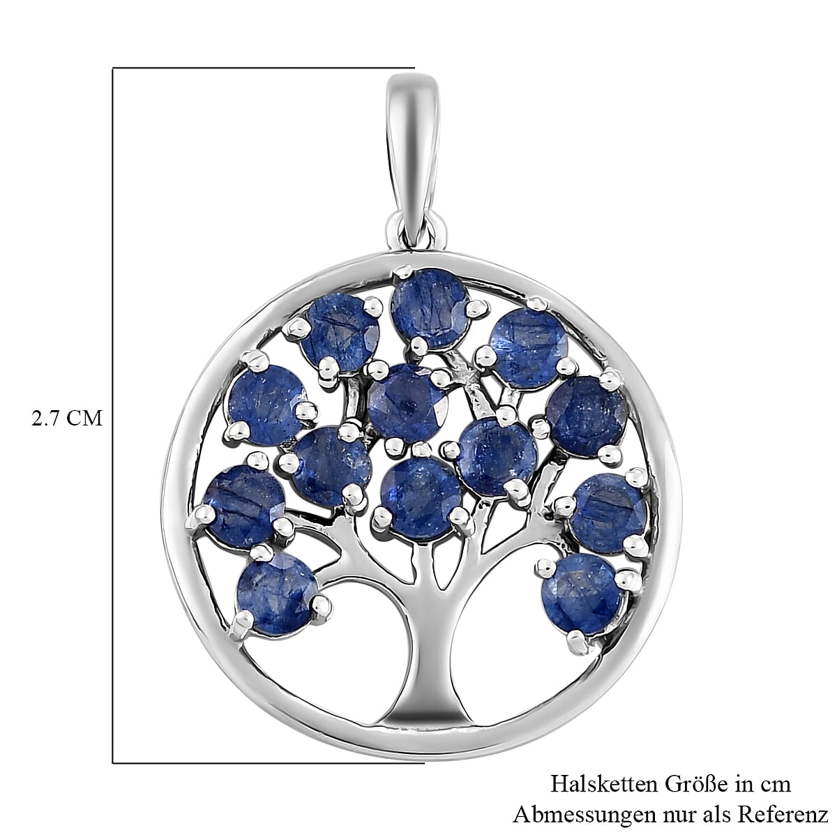 Fissure Filled Blue Sapphire 2.47 ctw Pendant in Platinum Over Sterling Silver
