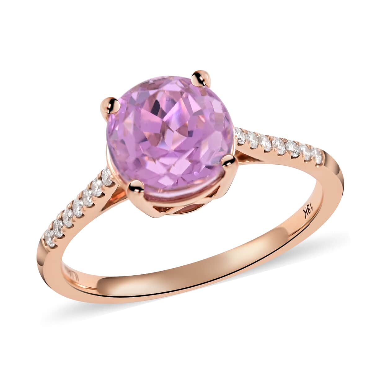 Certified & Appraised ILIANA 18K Rose Gold AAA Patroke Kunzite and G-H SI Diamond Ring (Size 6.0) 2.65 Grams 2.75 ctw image number 0