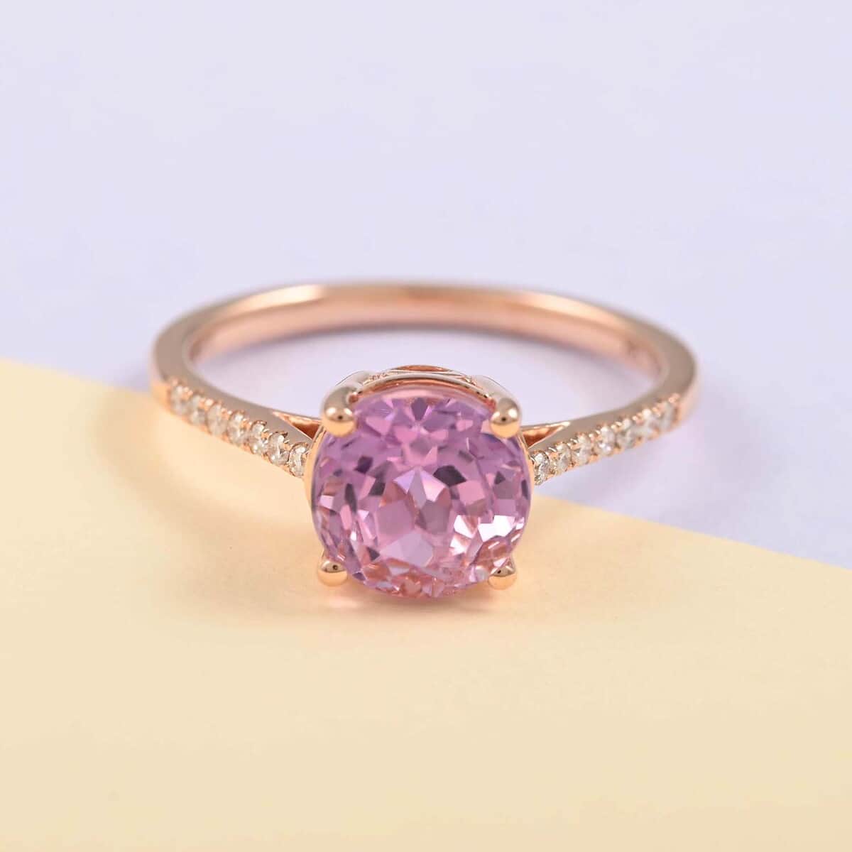Certified & Appraised ILIANA 18K Rose Gold AAA Patroke Kunzite and G-H SI Diamond Ring (Size 6.0) 2.65 Grams 2.75 ctw image number 1